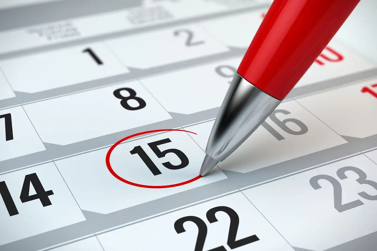 Un calendrier dont une date est entourée au stylo rouge